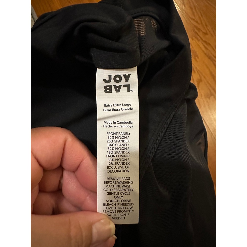 JoyLab Womens XXL Longline Sports Bra Black Onyx Mesh Back Moisture Wicking NWT - Picture 6 of 6